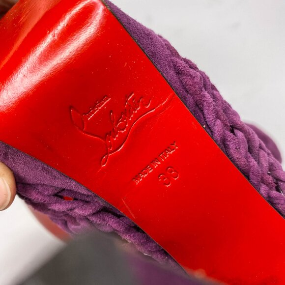 Louboutin Coussin Purple Suede Caged Booties - Picture 8 of 9